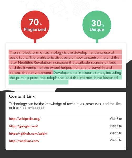 screenshot of Plagiarism Detector